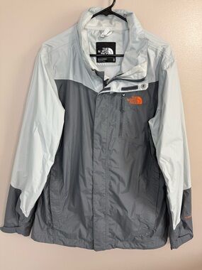 The North Face Men's Two-Tone Gray Windbreaker Orange Accents Waterproof M